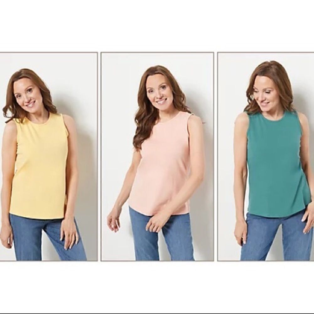 Denim & Co. Essentials Perfect Jersey 3 Pack Tank Tops